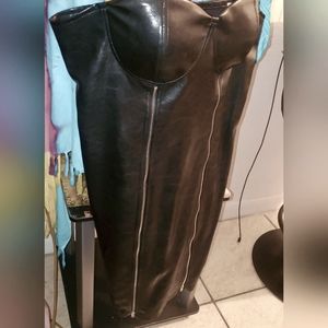 Say What? Faux leather pvc black mini dress size XL